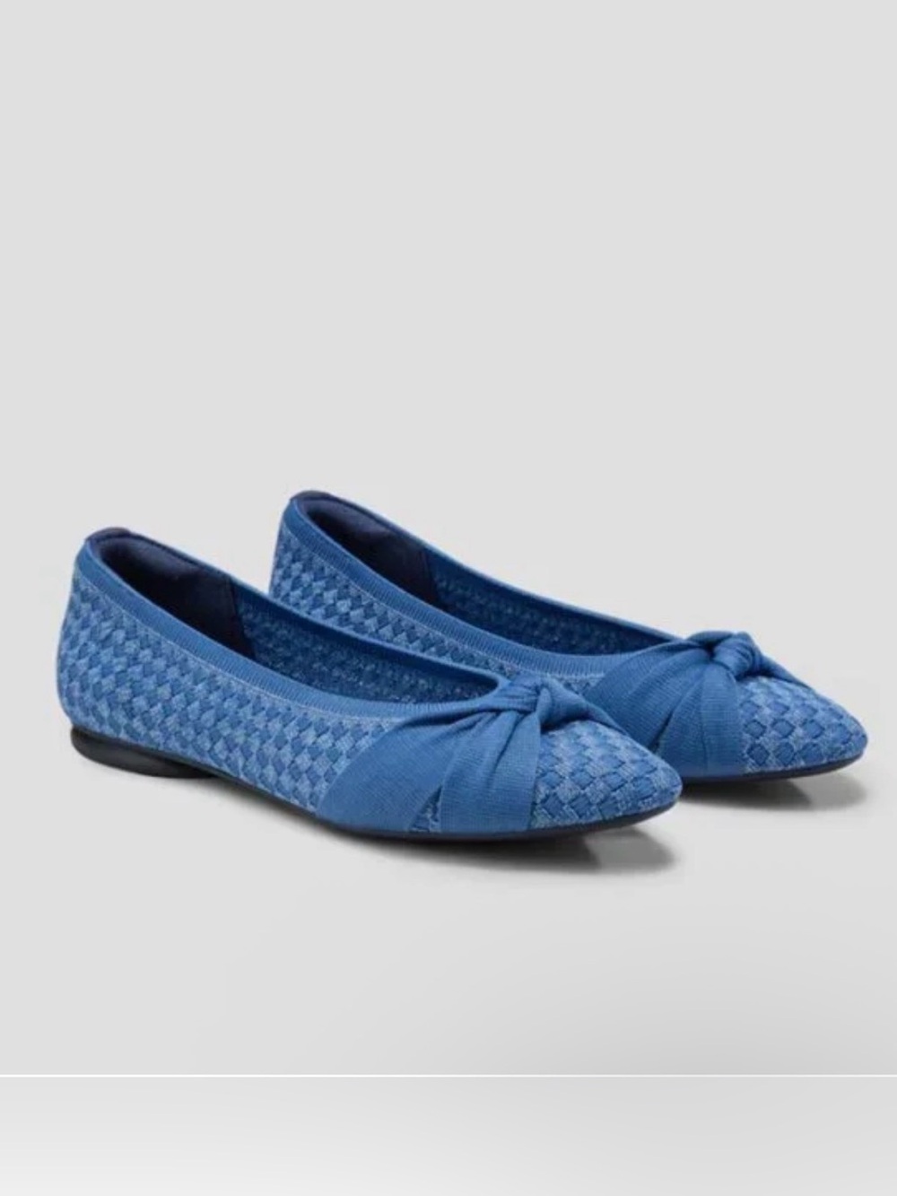 VIVAIA Bibi Stretch Knit Knotted Ballet Flats Blue Size: 40